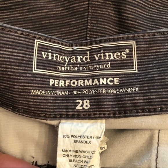 VINEYARD VINES MENS 28 PERFORMANCE BOARD SHORTS GRAY STRIPED SIDE STRIPE DETAIL - Picture 7 of 7